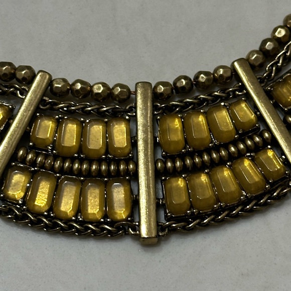 Lucky Brand Necklace Bib Collar Gold Tone Egyptian Style Statement - Picture 8 of 9